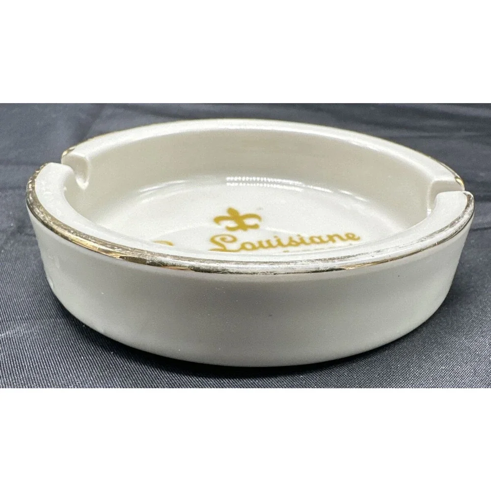 Vtg LA LOUISIANE Restaurant Francais Ceramic Advertising Ashtray